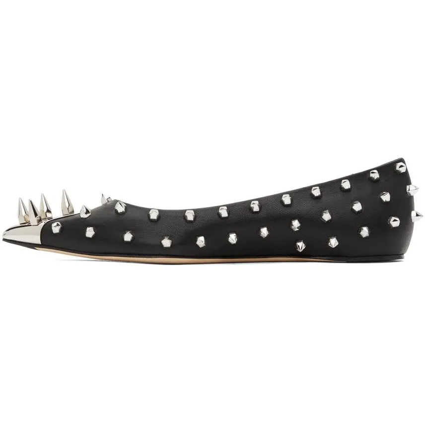 Alexander McQueen Black Punk Stud Ballerina Flats