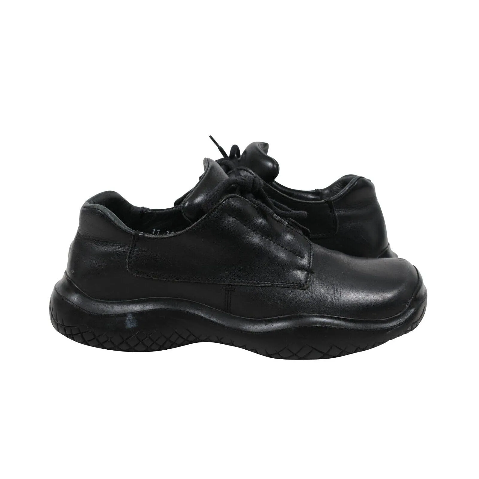 AW99 Vtg Chunky Derby US8.5 UK7.5 Black Leather Square Toe Platform Sole