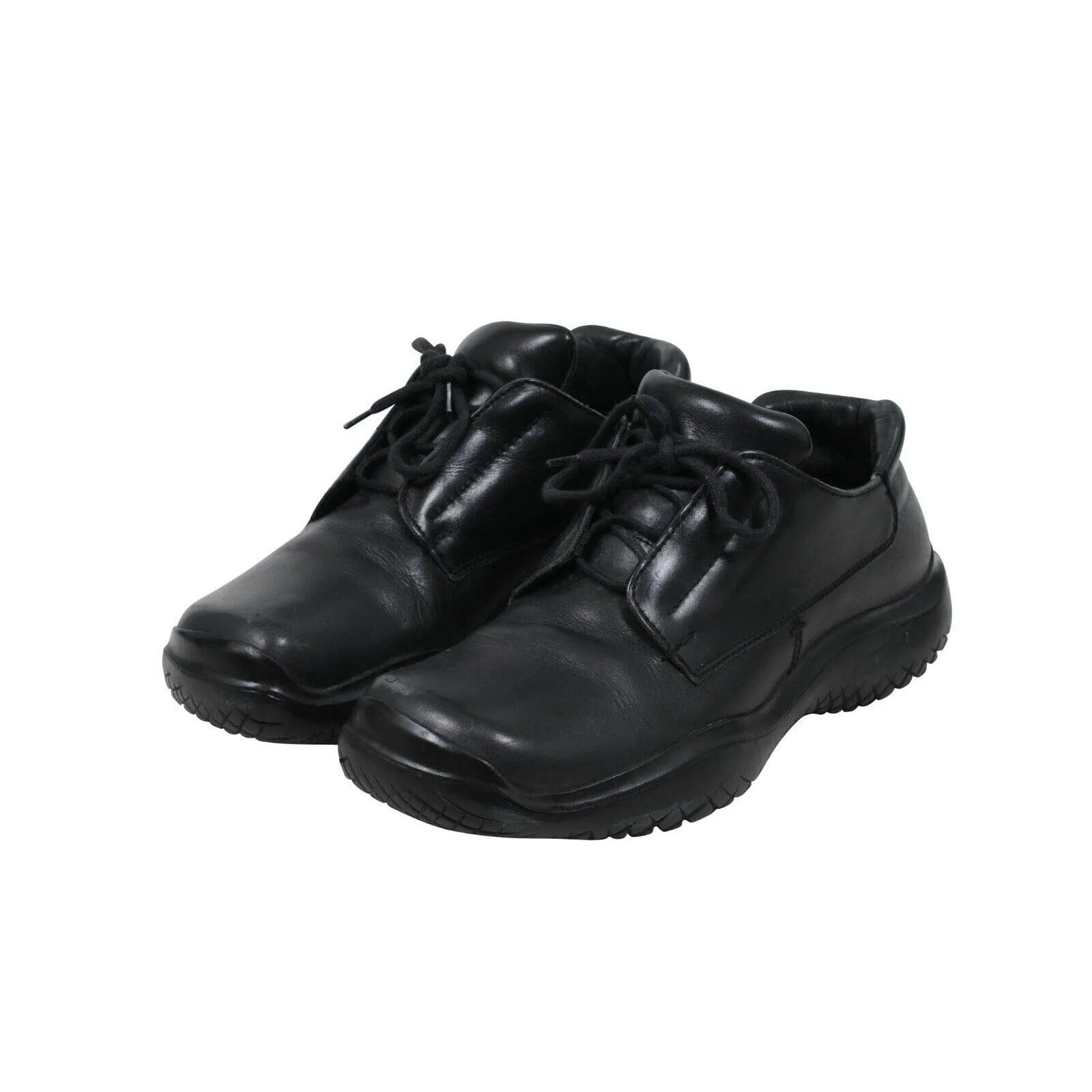 AW99 Vtg Chunky Derby US8.5 UK7.5 Black Leather Square Toe Platform Sole