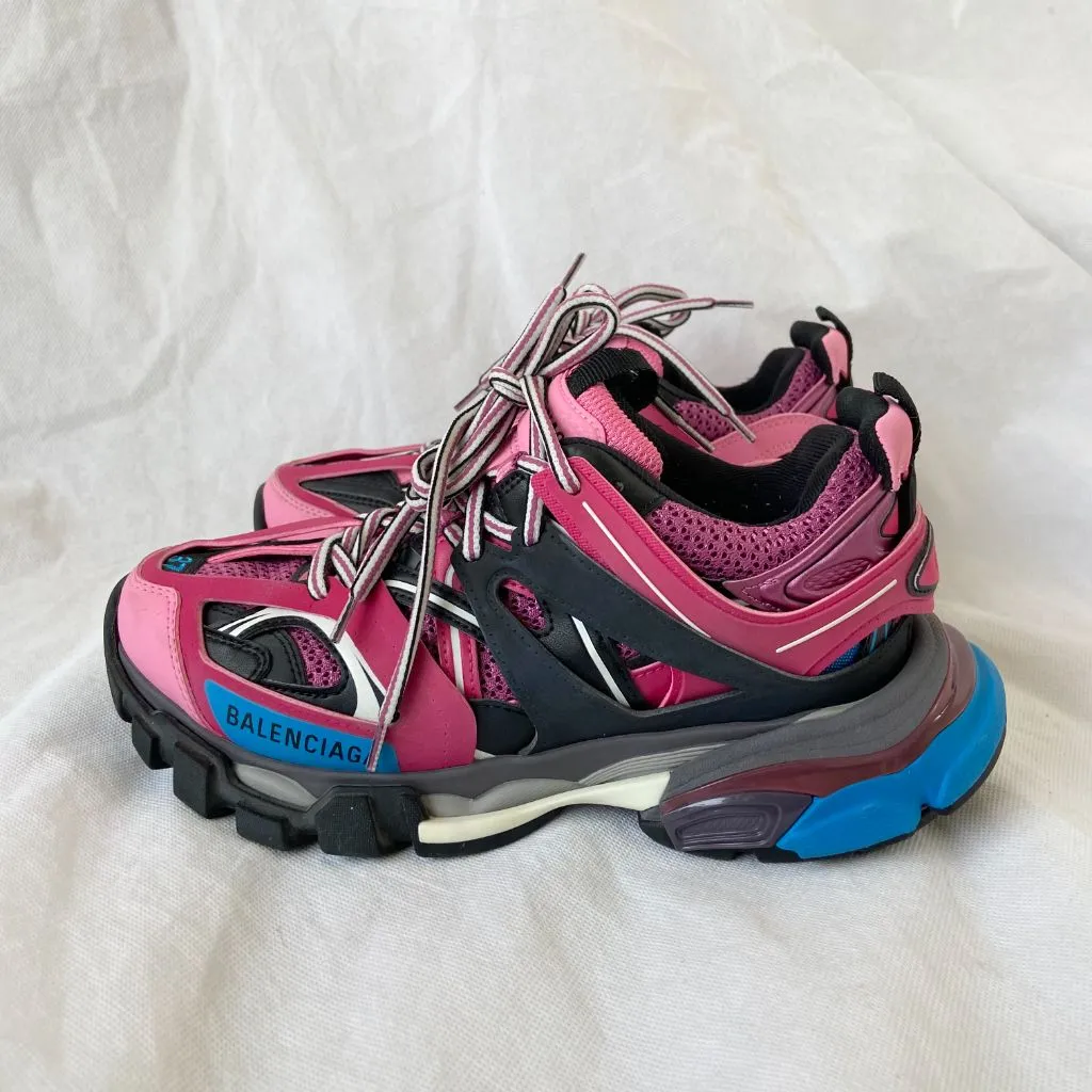 Balenciaga pink, black, blue track sneakers, 37