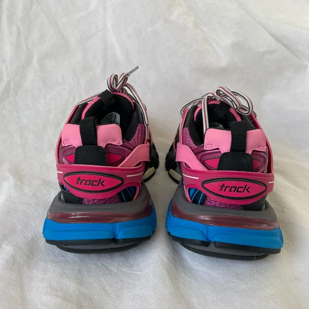 Balenciaga pink, black, blue track sneakers, 37