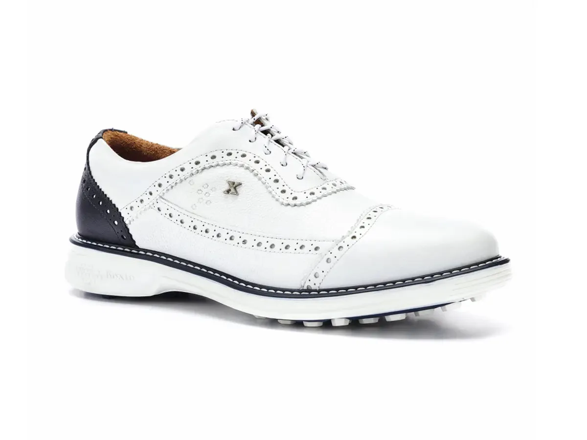 Boxto Golf Men's Legacy Hope Spikeless Golf Shoes - White/Navy Blue