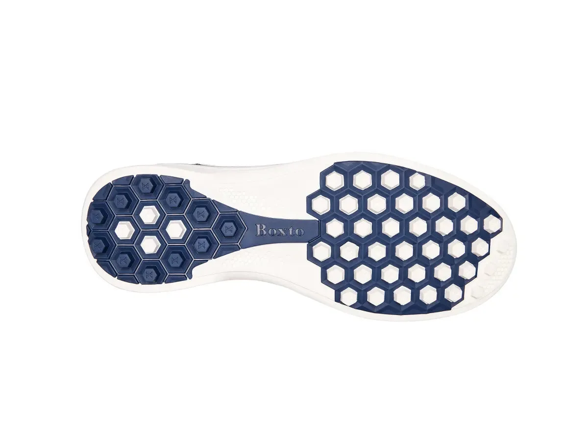 Boxto Golf Men's Legacy Hope Spikeless Golf Shoes - White/Navy Blue