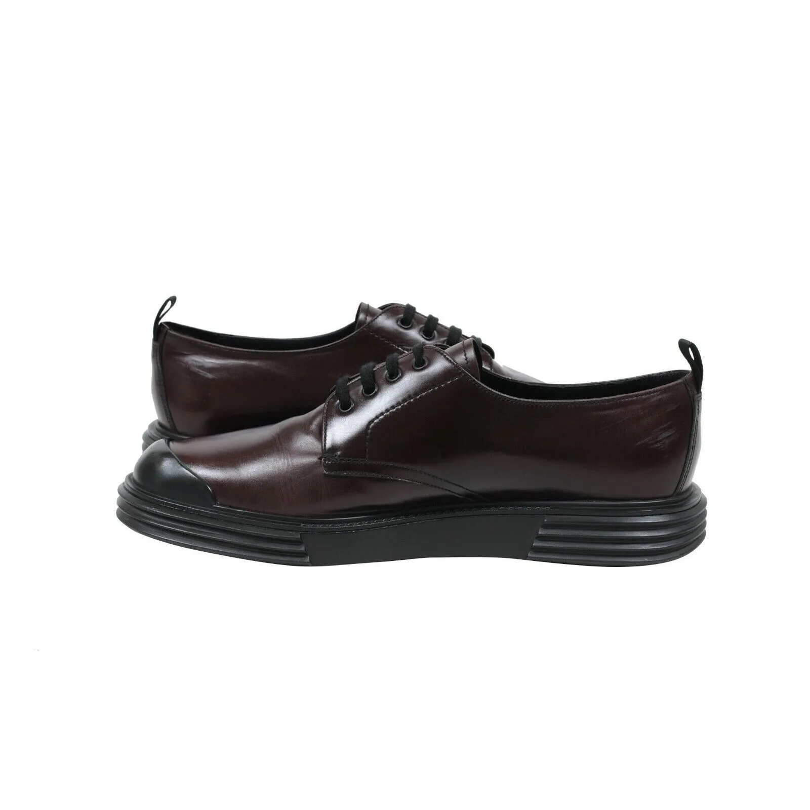 Burgundy Maroon Leather Oxford Chunky Derby