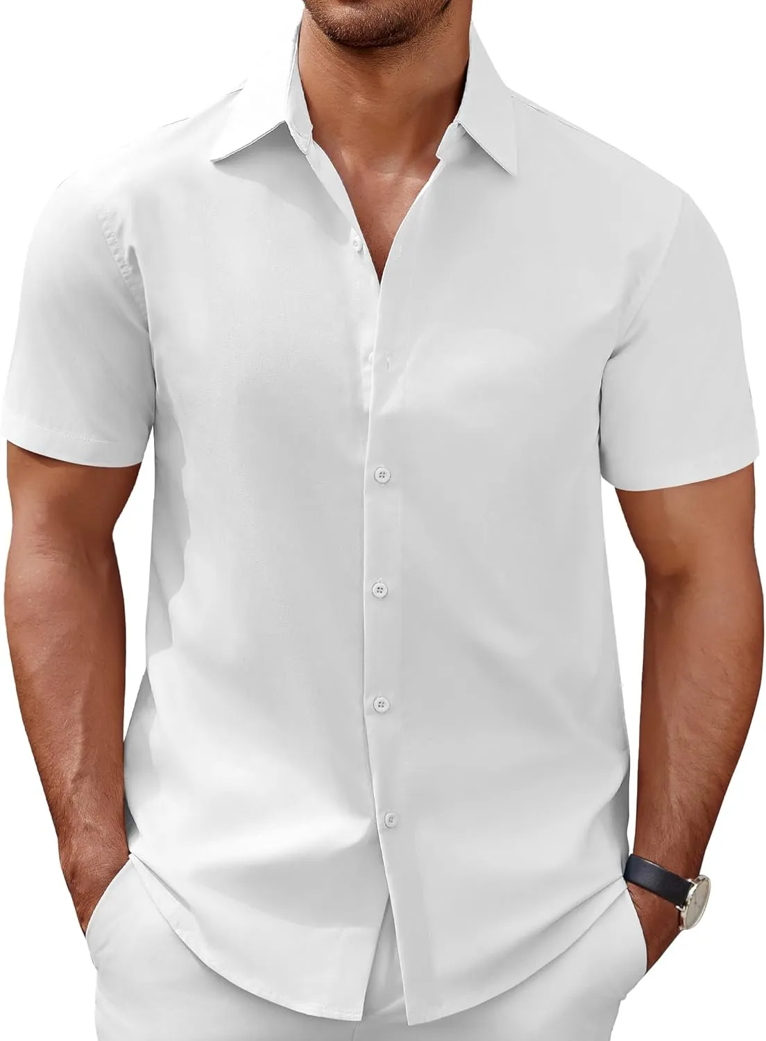 COOFANDY Men's Short Sleeve Button Down Casual Shirts for Men Summer Untucked Shirts