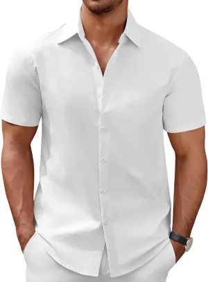 COOFANDY Men's Short Sleeve Button Down Casual Shirts for Men Summer Untucked Shirts