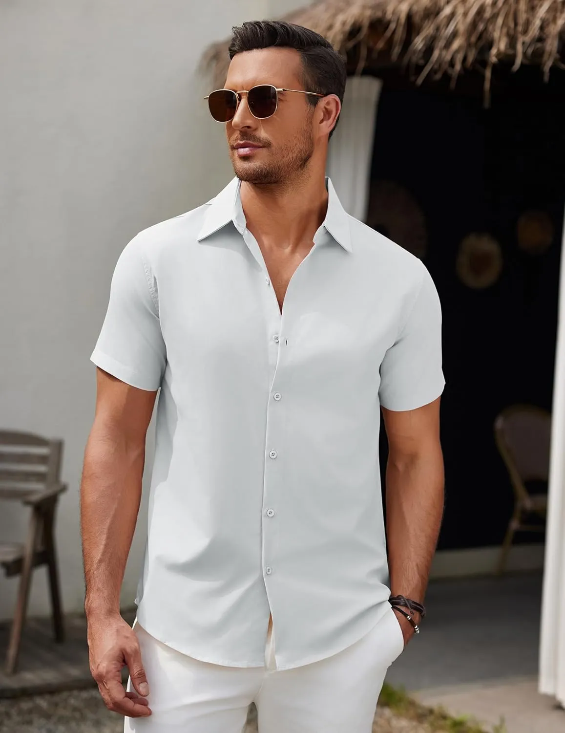 COOFANDY Men's Short Sleeve Button Down Casual Shirts for Men Summer Untucked Shirts