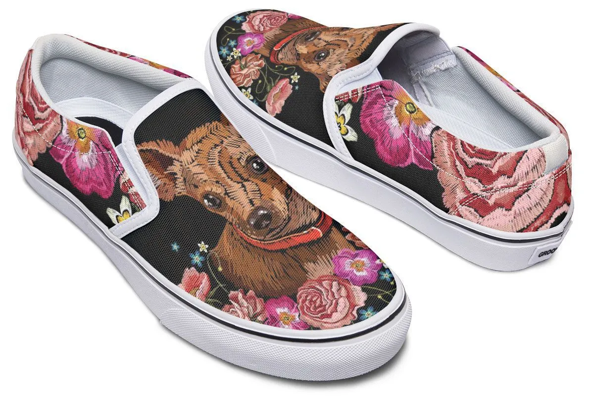 Embroidery Chihuahua Slip-On Shoes
