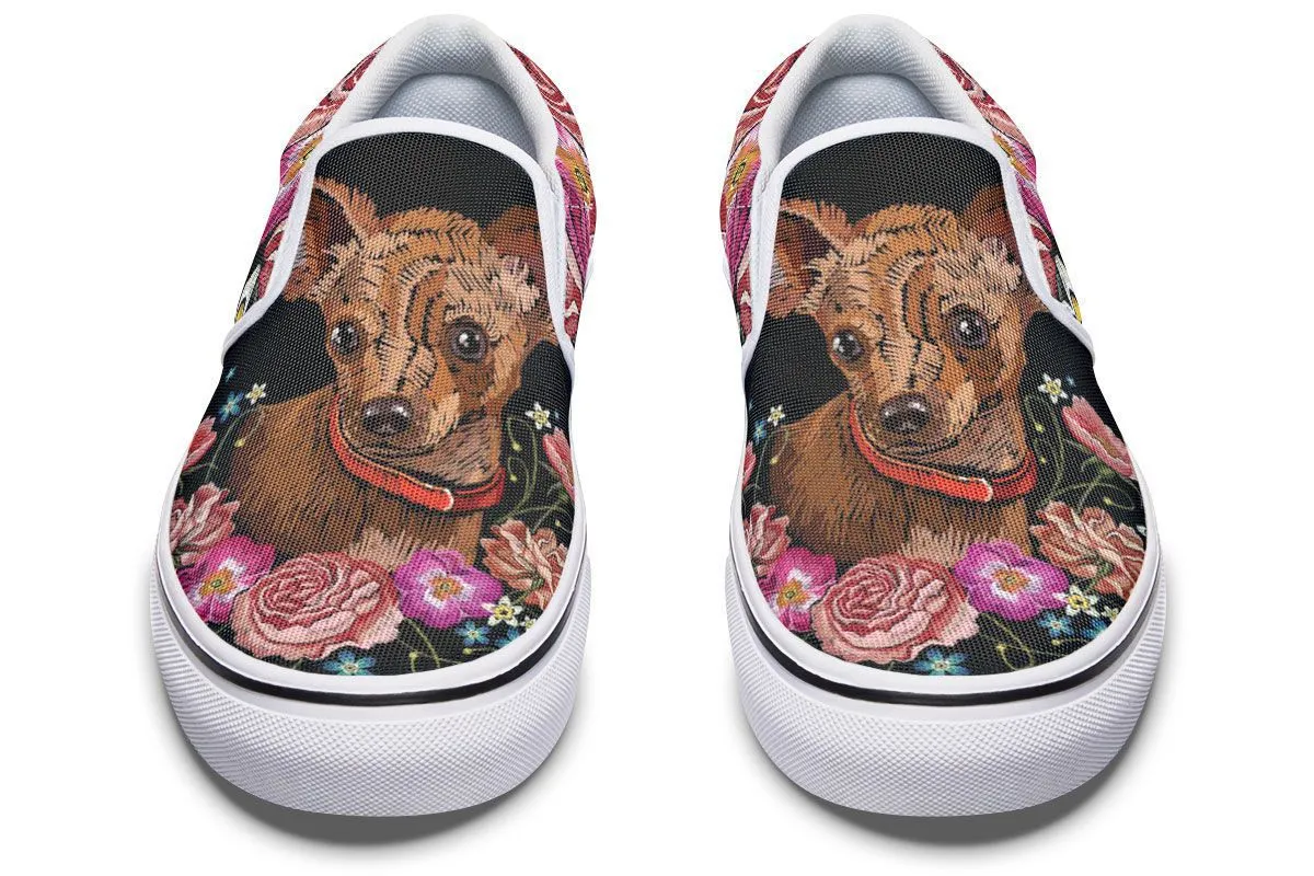 Embroidery Chihuahua Slip-On Shoes