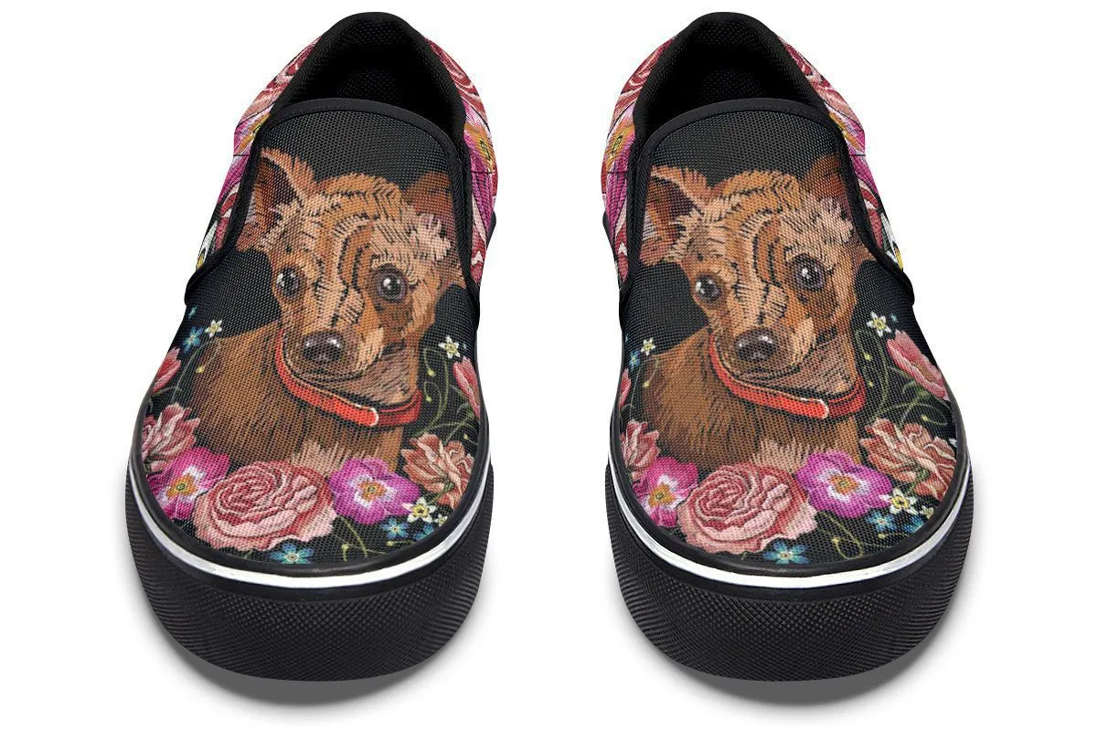 Embroidery Chihuahua Slip-On Shoes