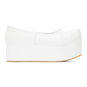 Flat Apartment White Pointed Toe Platform Ballerina Flats