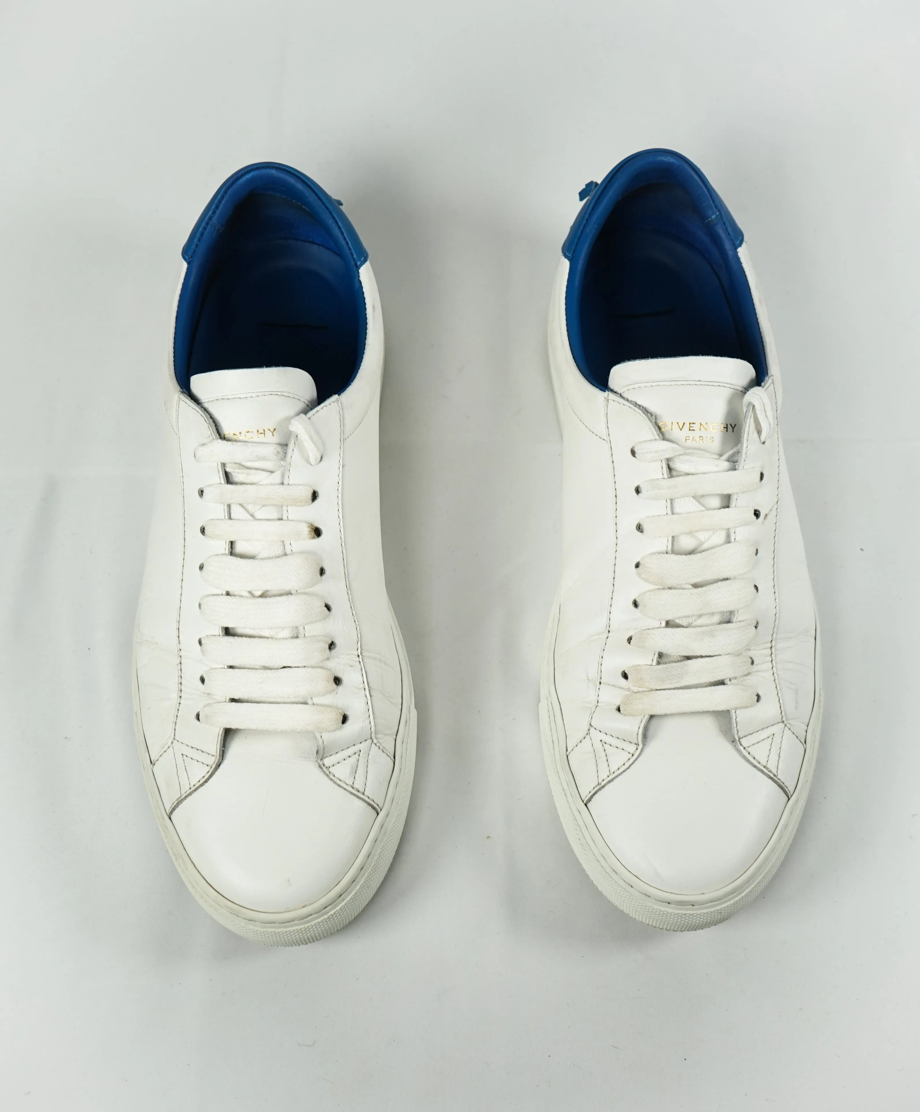 GIVENCHY - “Knot” White Iconic Sneaker With Blue & Gold Logo Back - 9