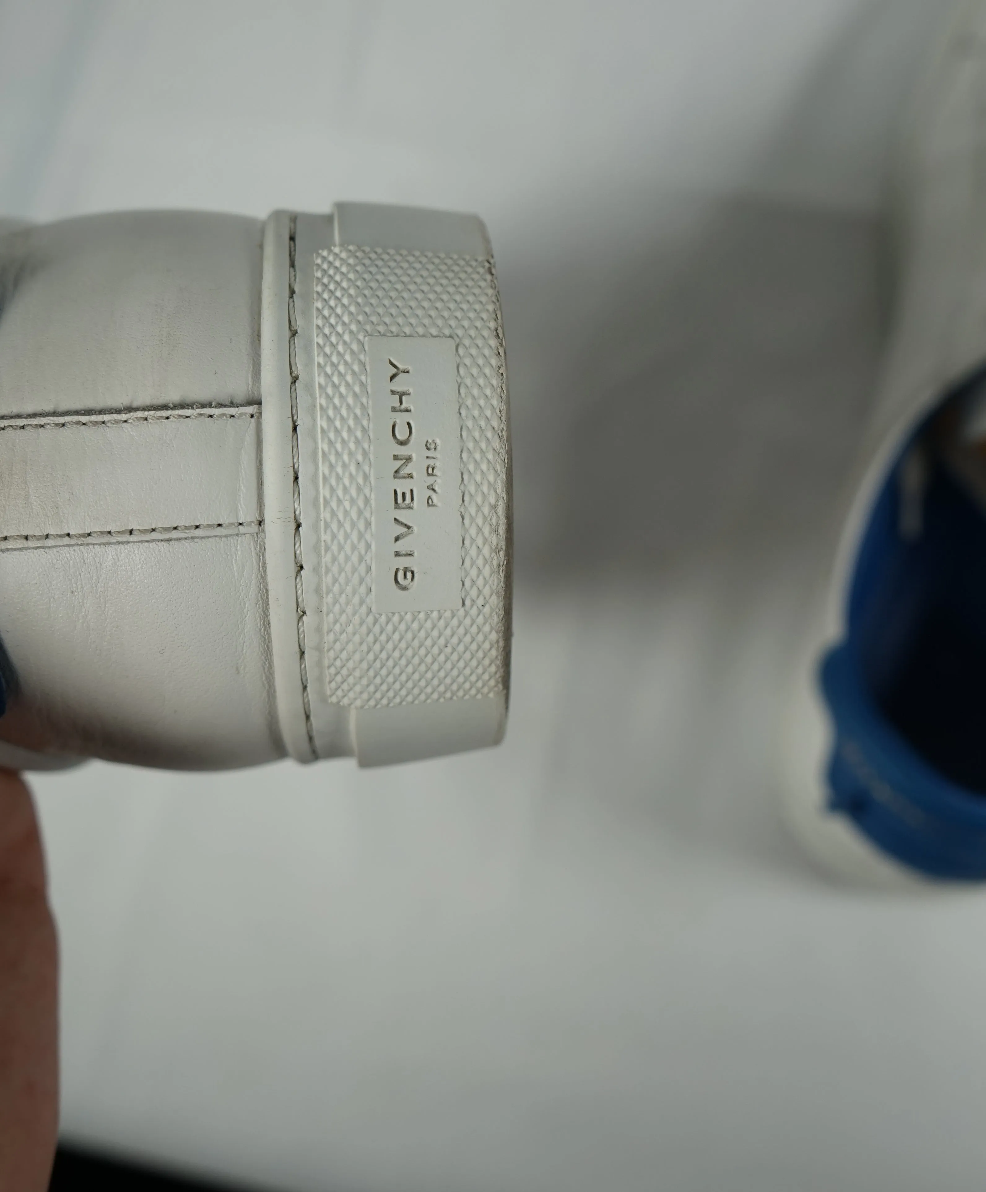 GIVENCHY - “Knot” White Iconic Sneaker With Blue & Gold Logo Back - 9