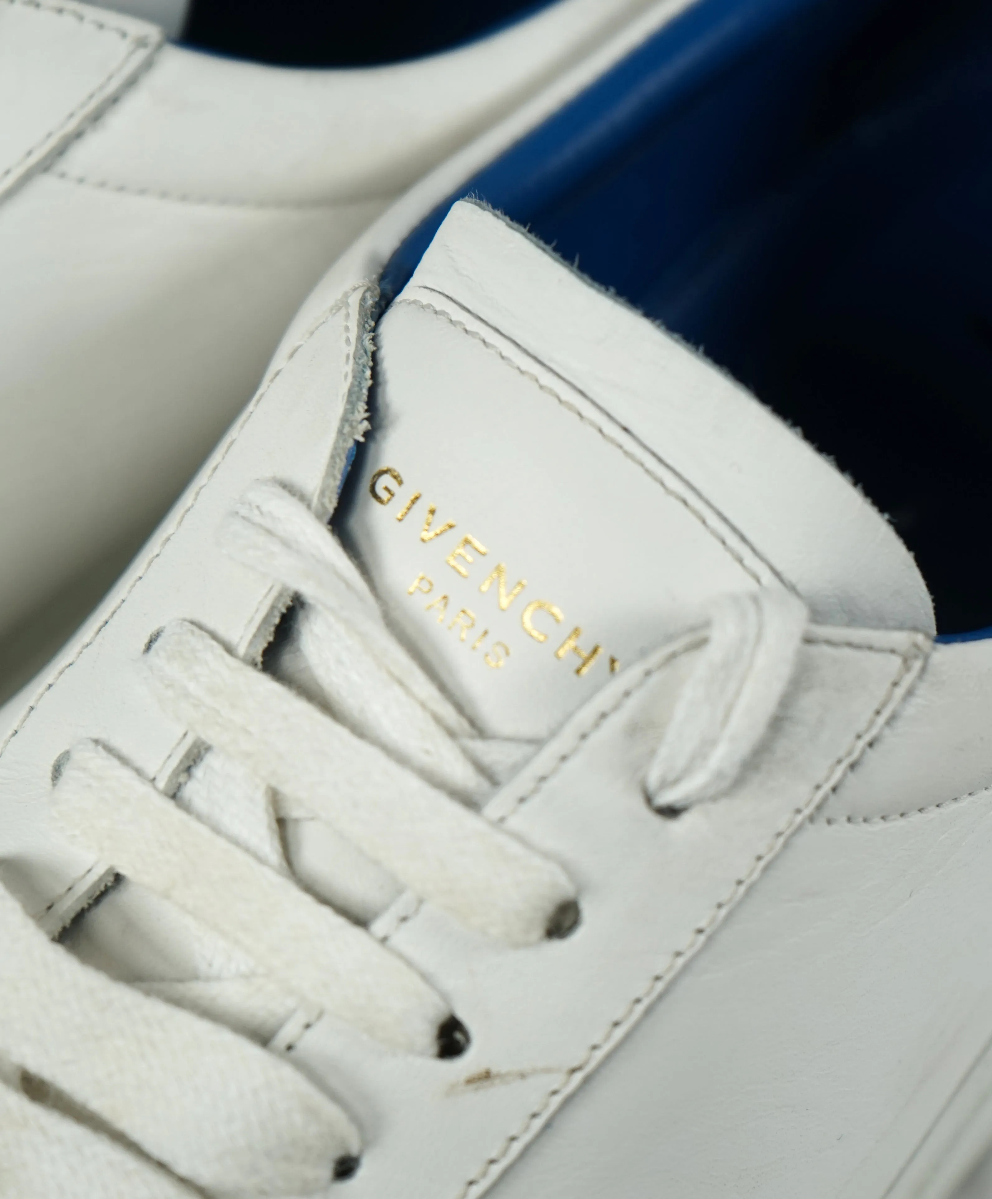 GIVENCHY - “Knot” White Iconic Sneaker With Blue & Gold Logo Back - 9