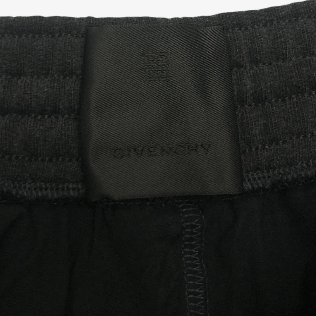 Givenchy men's black cotton distressed double-layer shorts