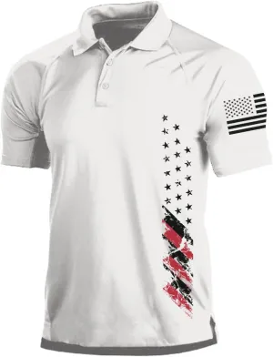 H HYFOL Short Sleeve Polo Shirts for Men Graphic Stretch Casual American Patriotic Raglan Golf Polos for Men