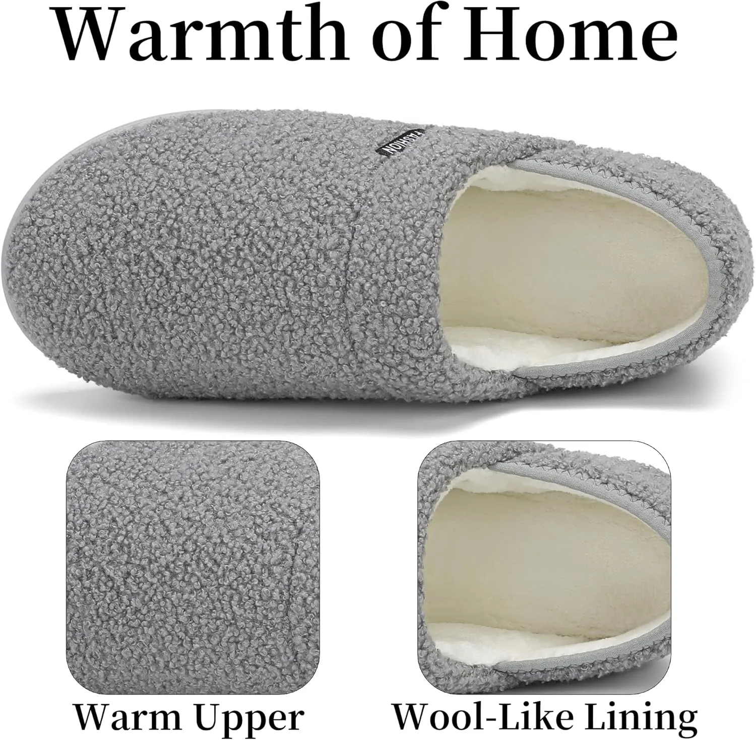 Mens Slippers Womens House Shoes Closed Back House Slippers Warm Fuzzy Slides Indoor Outdoor with Fleece