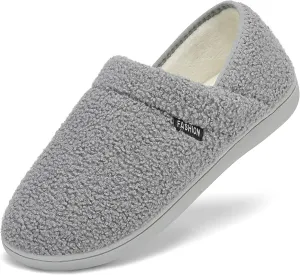 Mens Slippers Womens House Shoes Closed Back House Slippers Warm Fuzzy Slides Indoor Outdoor with Fleece