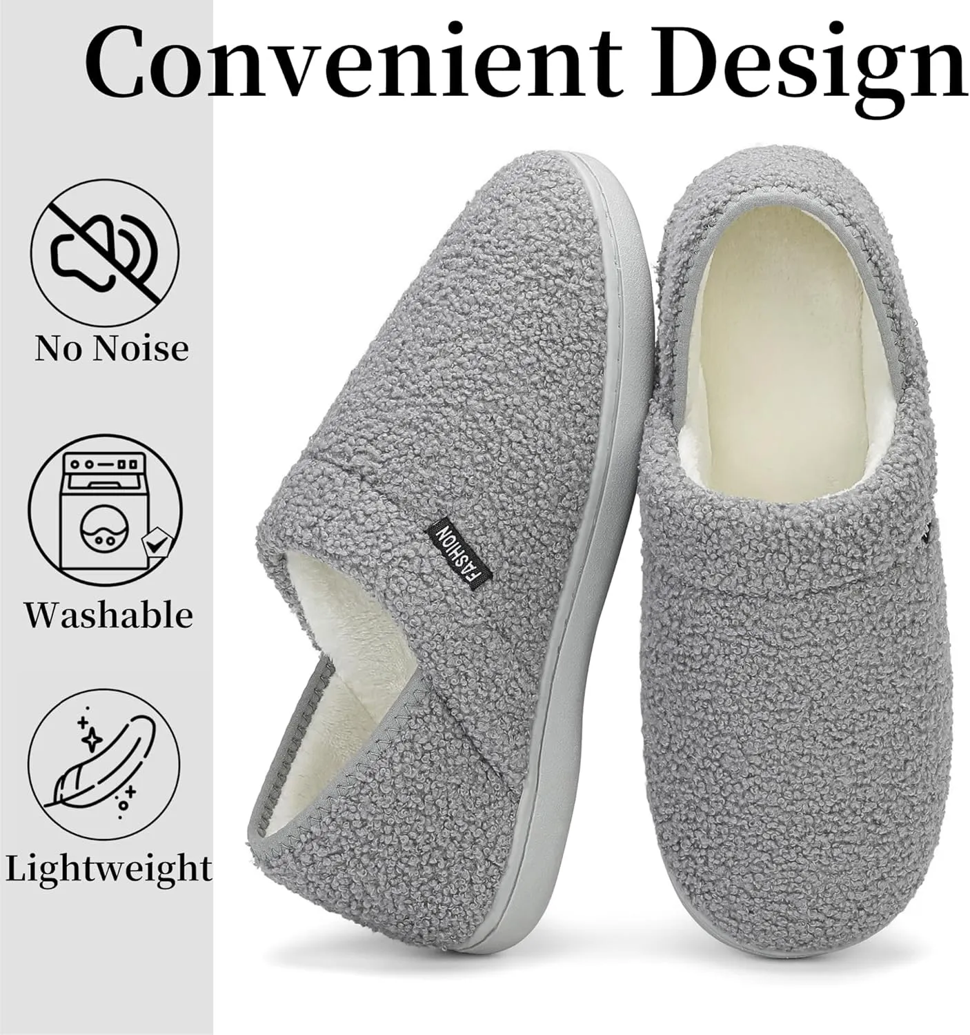 Mens Slippers Womens House Shoes Closed Back House Slippers Warm Fuzzy Slides Indoor Outdoor with Fleece