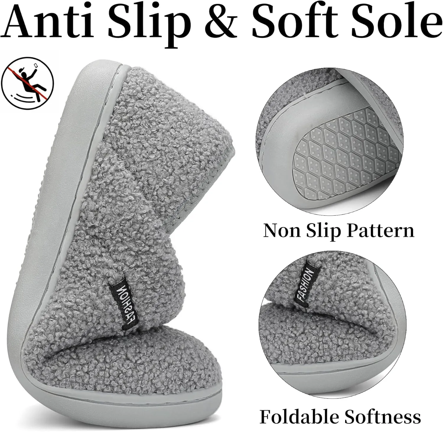 Mens Slippers Womens House Shoes Closed Back House Slippers Warm Fuzzy Slides Indoor Outdoor with Fleece