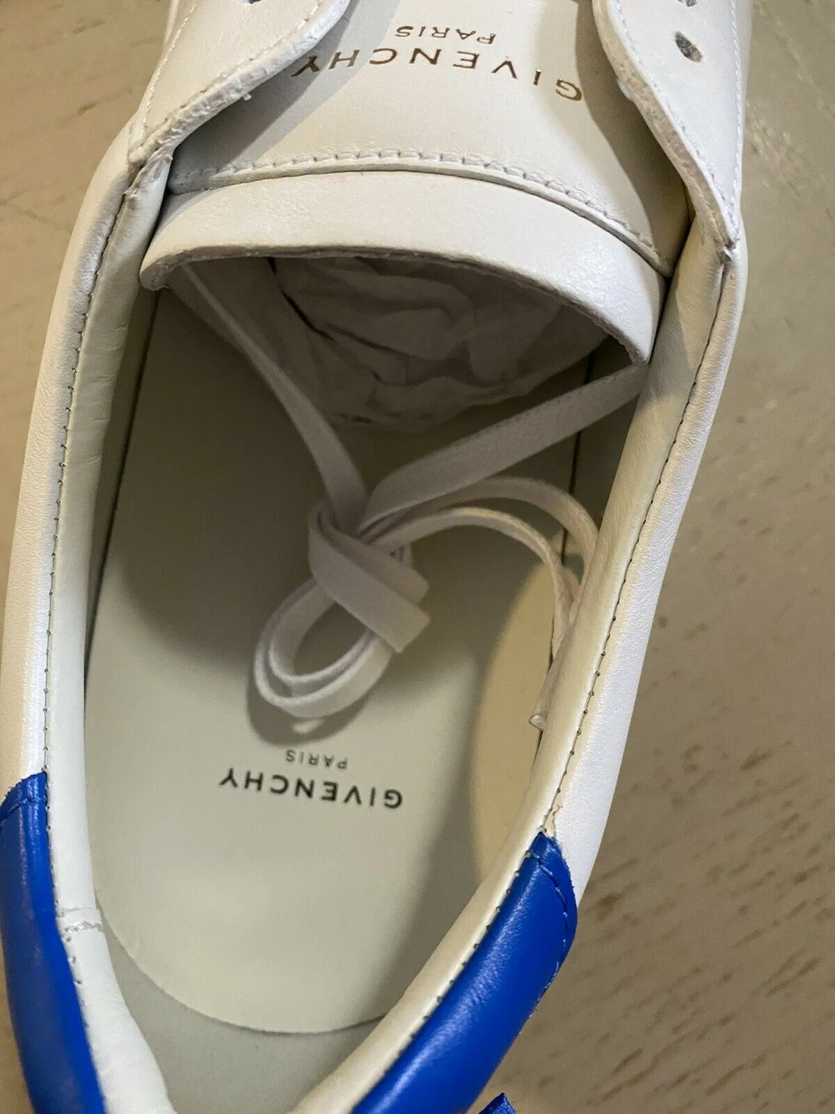 NIB Givenchy Men Leather Urban Street Sneakers Shoes White/Blue 9 US / 42 EU
