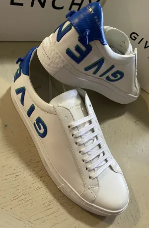 NIB Givenchy Men Leather Urban Street Sneakers Shoes White/Blue 9 US / 42 EU