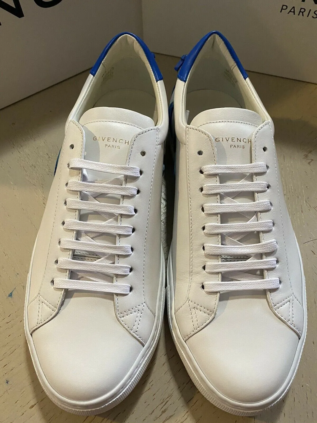 NIB Givenchy Men Leather Urban Street Sneakers Shoes White/Blue 9 US / 42 EU