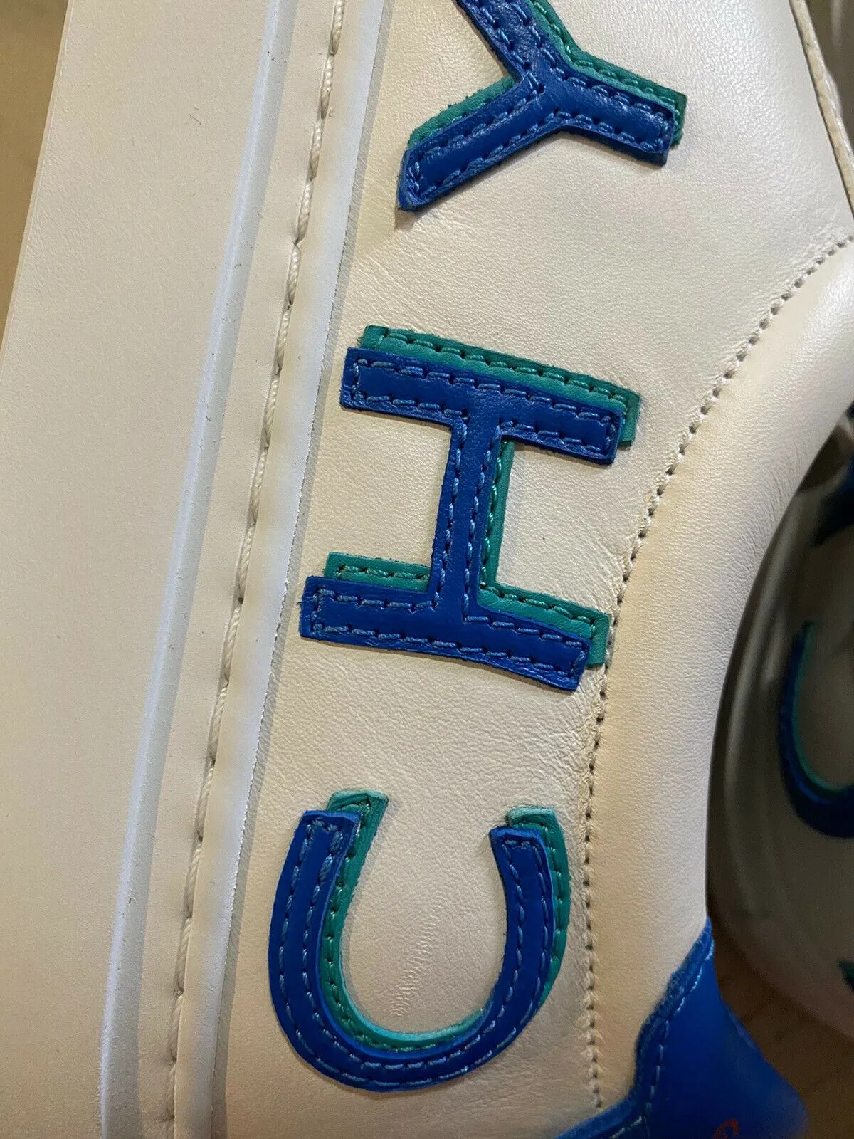 NIB Givenchy Men Leather Urban Street Sneakers Shoes White/Blue 9 US / 42 EU