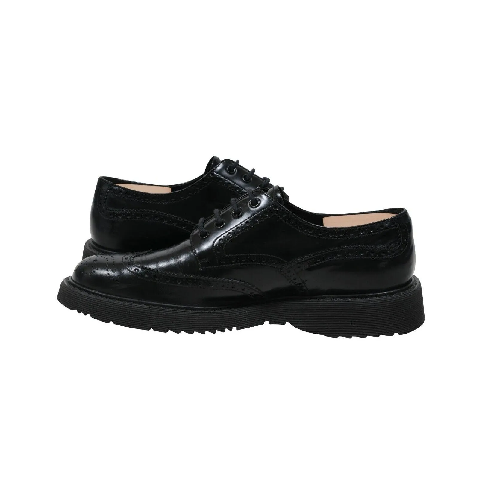Oxford Wingtip Chunky Derby Black Leather Brogue Shoes