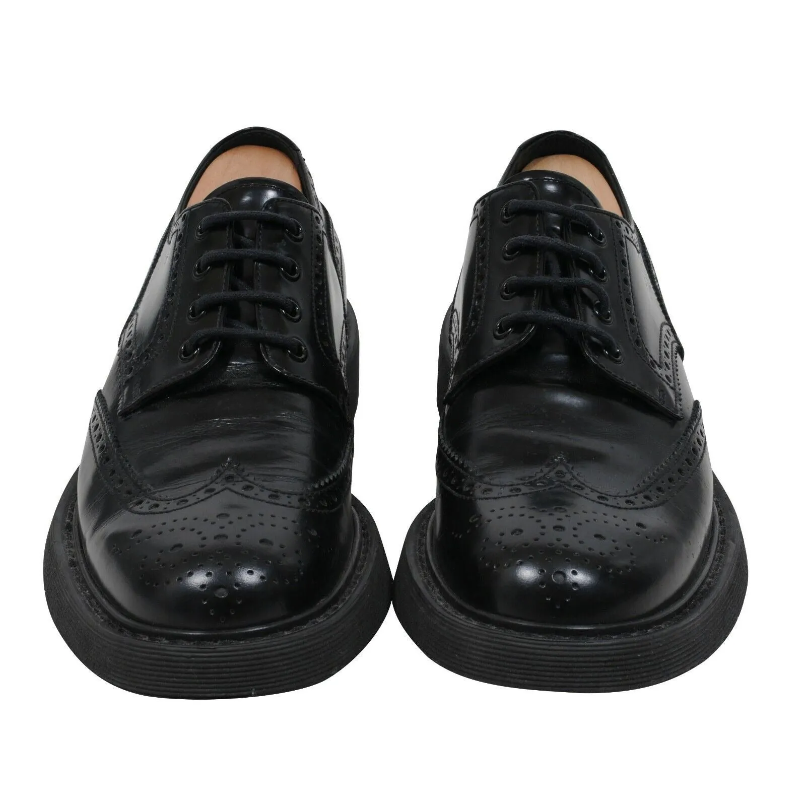 Oxford Wingtip Chunky Derby Black Leather Brogue Shoes