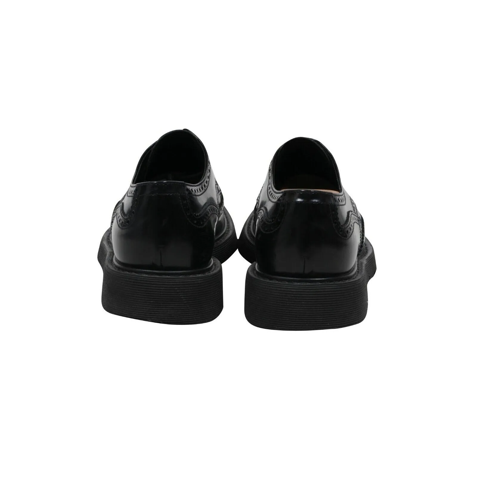 Oxford Wingtip Chunky Derby Black Leather Brogue Shoes