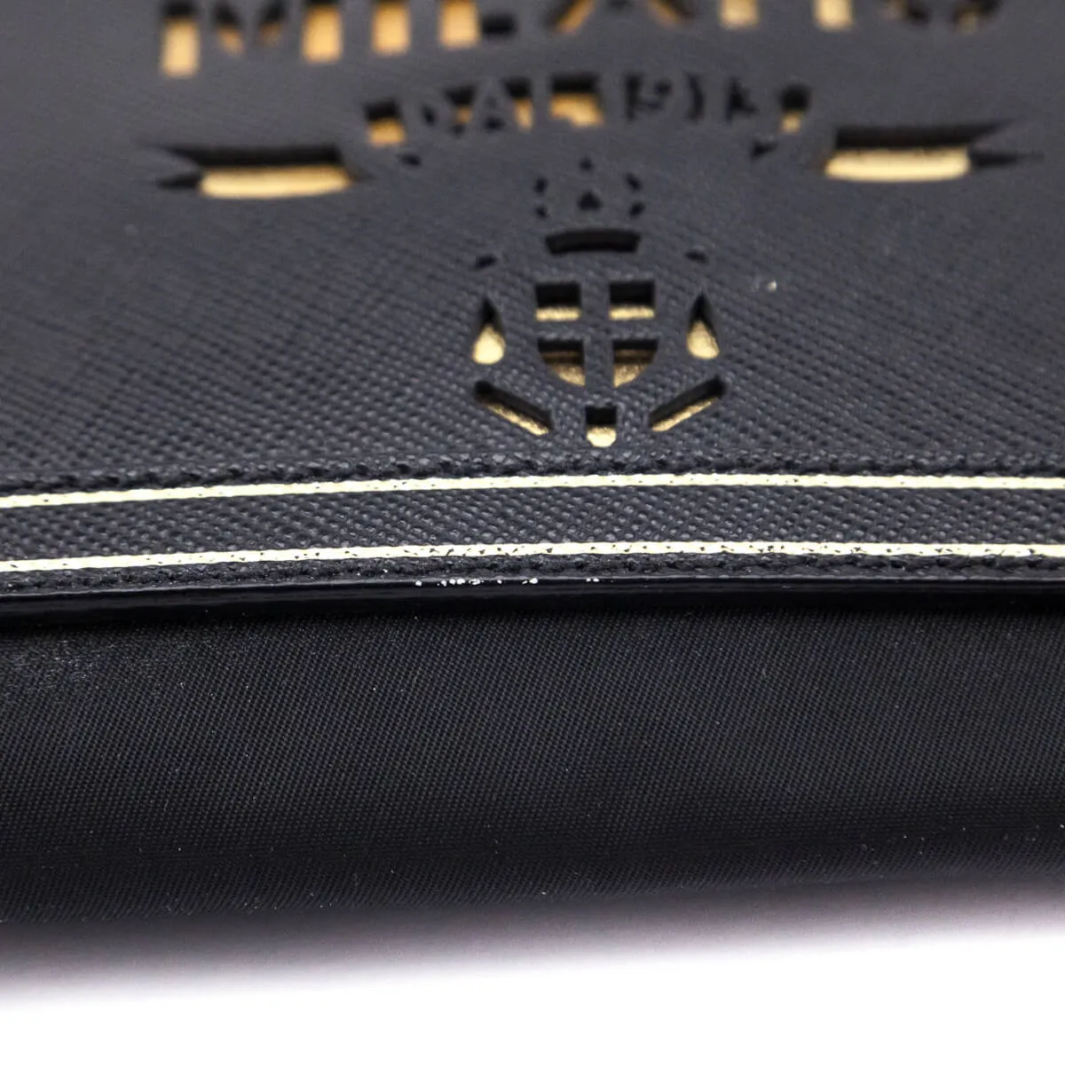 Prada Black Nylon & Saffiano Oro Crossbody