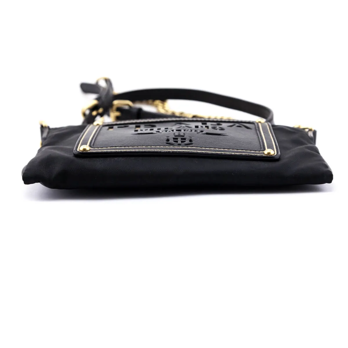 Prada Black Nylon & Saffiano Oro Crossbody