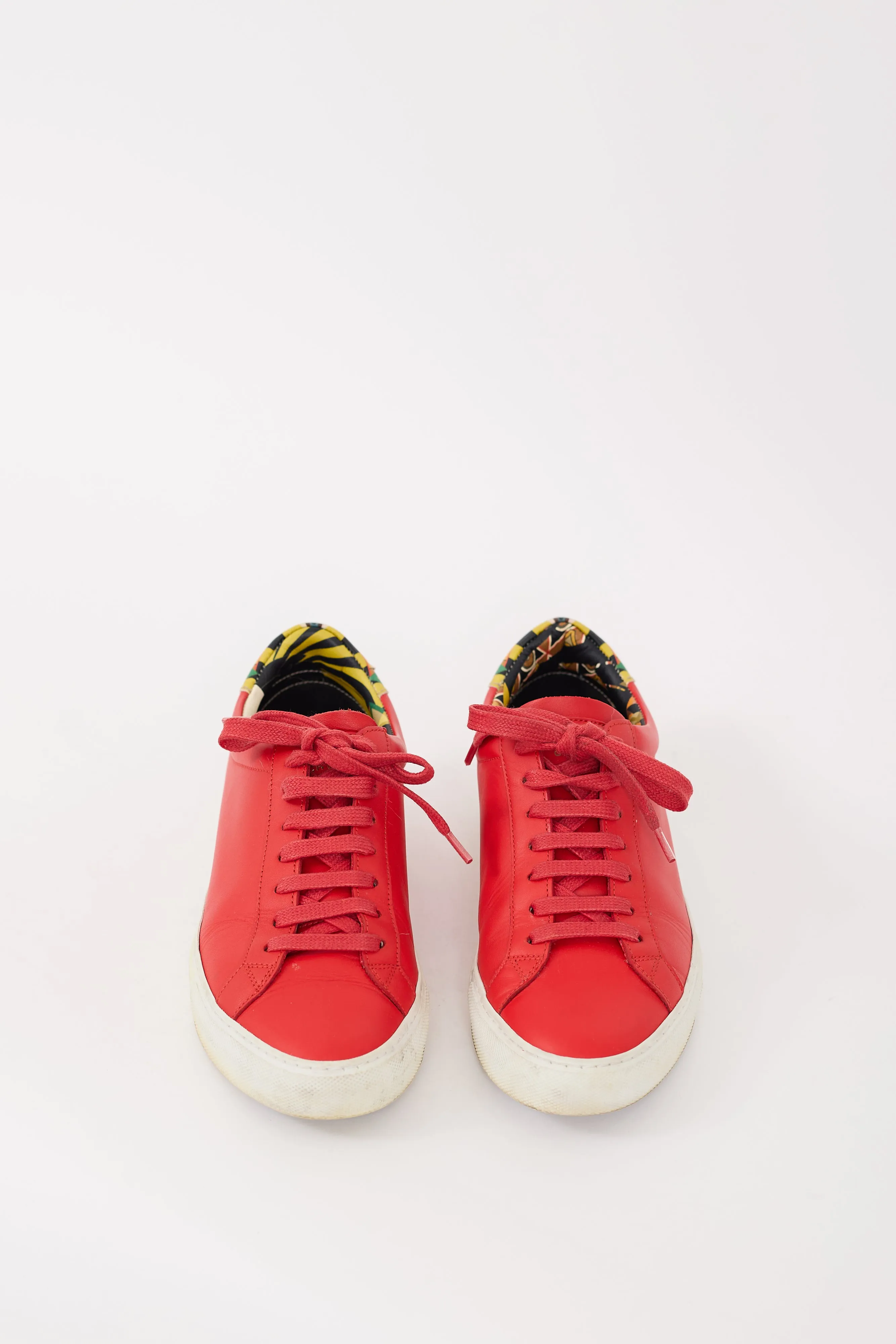 Red & Multicolour Leather Urban Street Low Sneaker