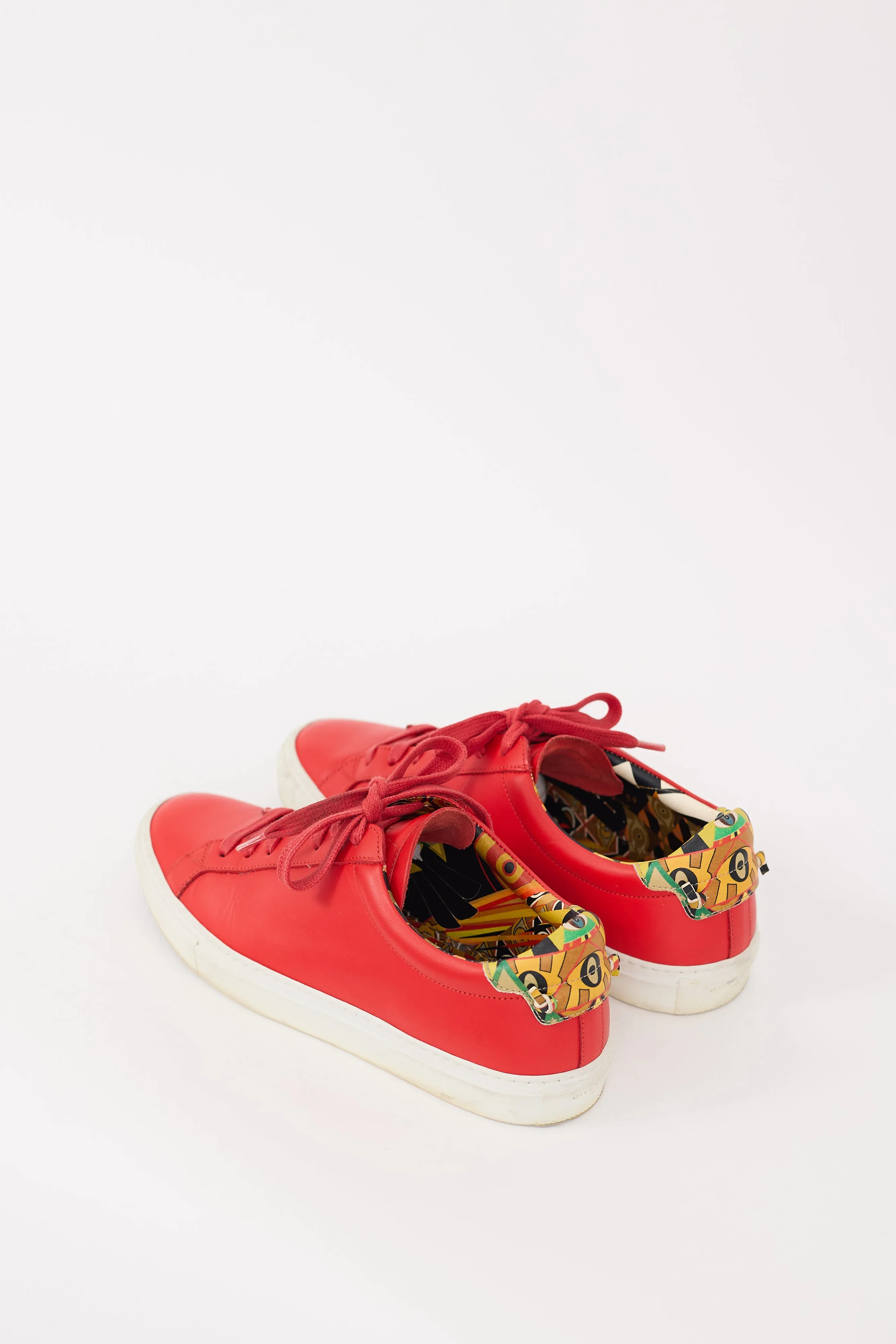 Red & Multicolour Leather Urban Street Low Sneaker