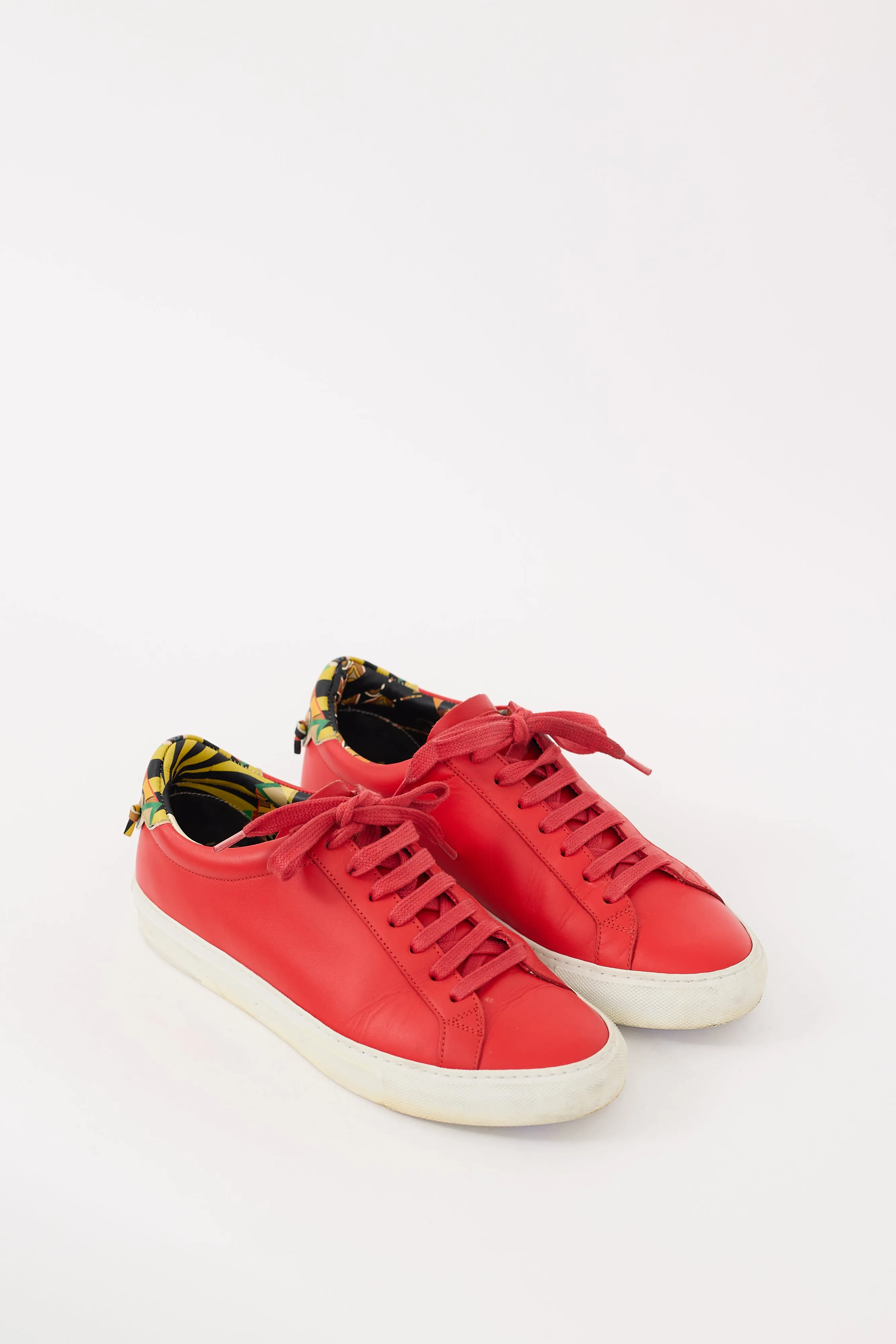 Red & Multicolour Leather Urban Street Low Sneaker