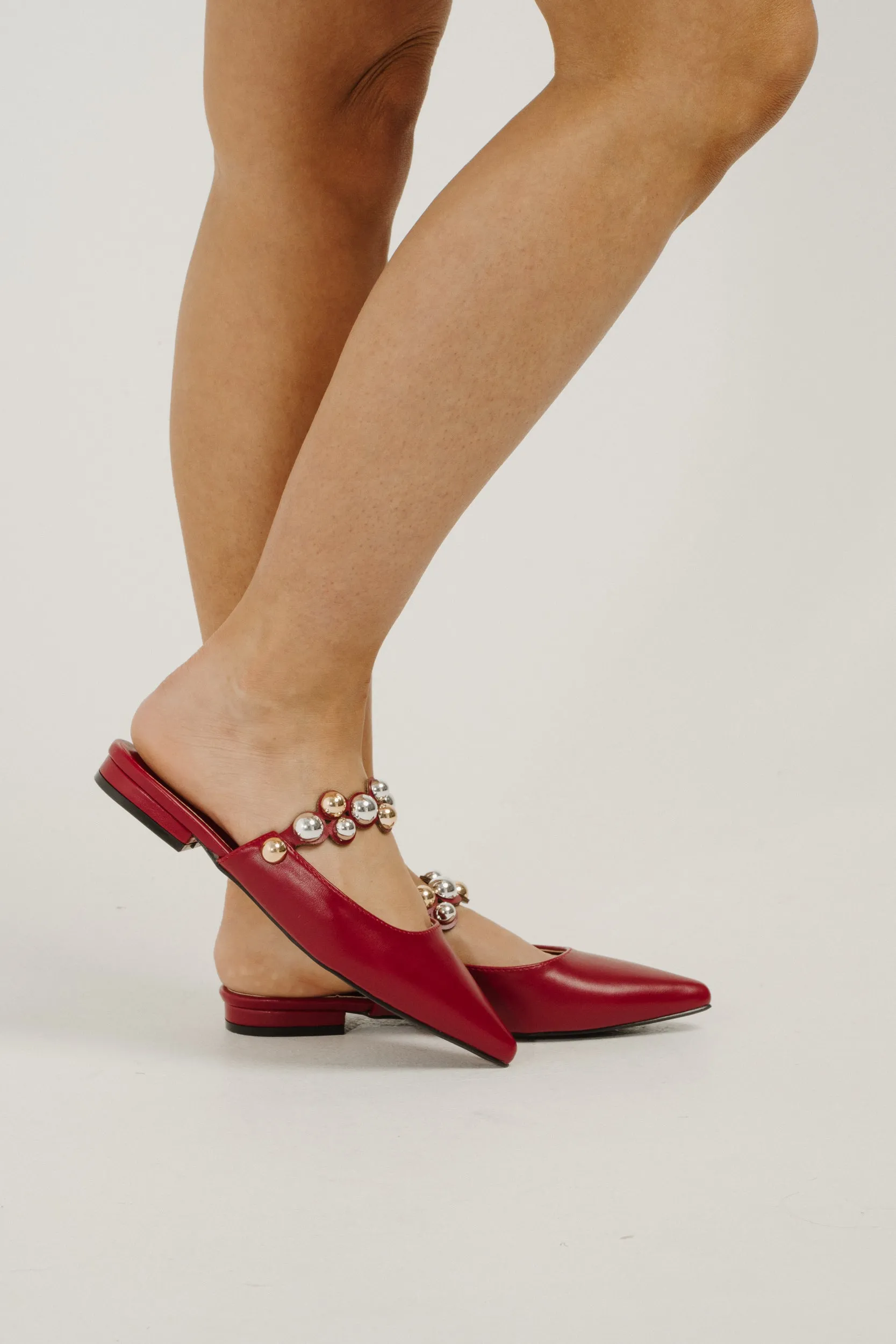 Sadie Metallic Trim Mule In Red