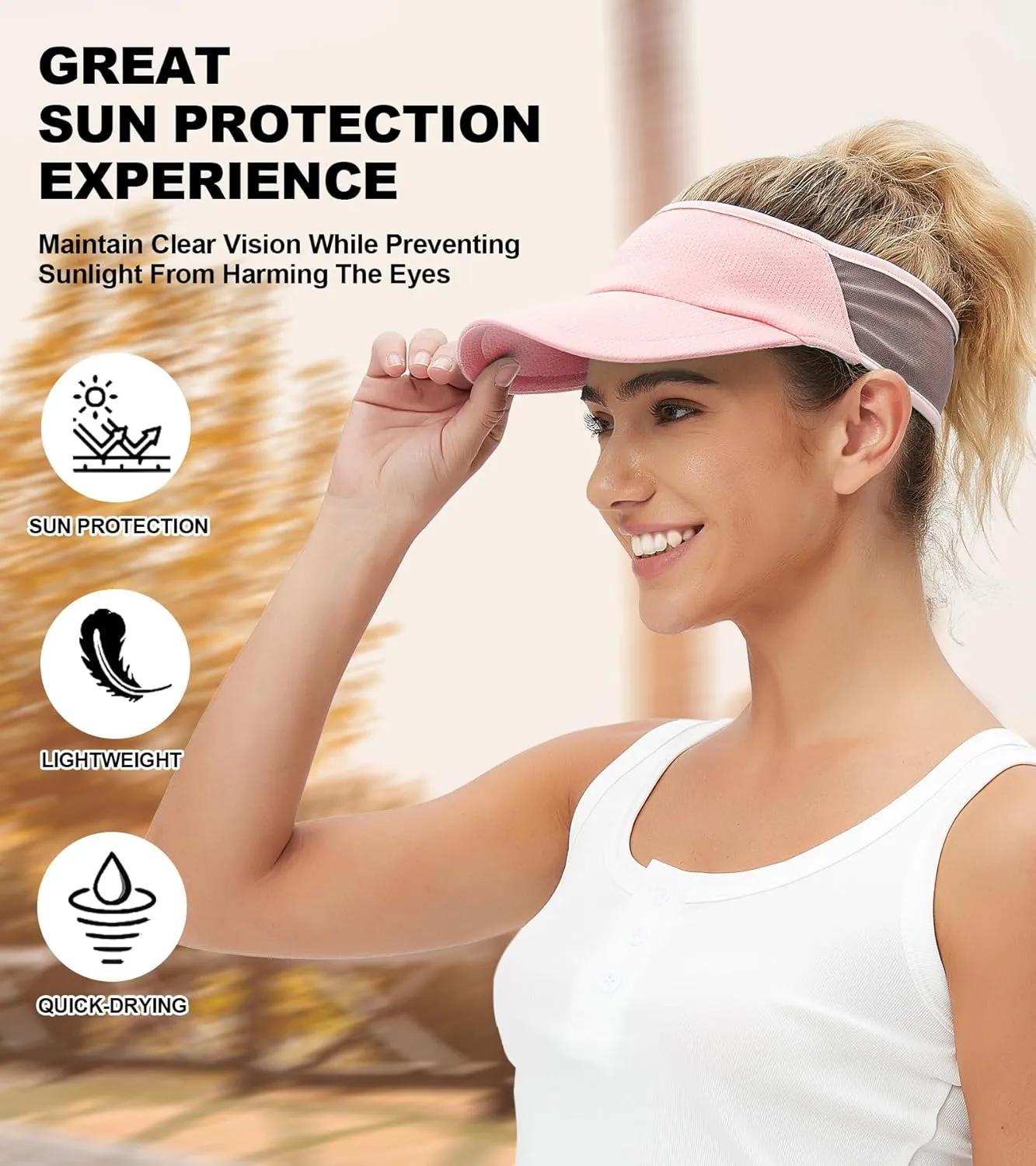 Sun Visor Hats for Men Women Lightweight Portable Stretchy Sun Hat for Running Tennis Golf