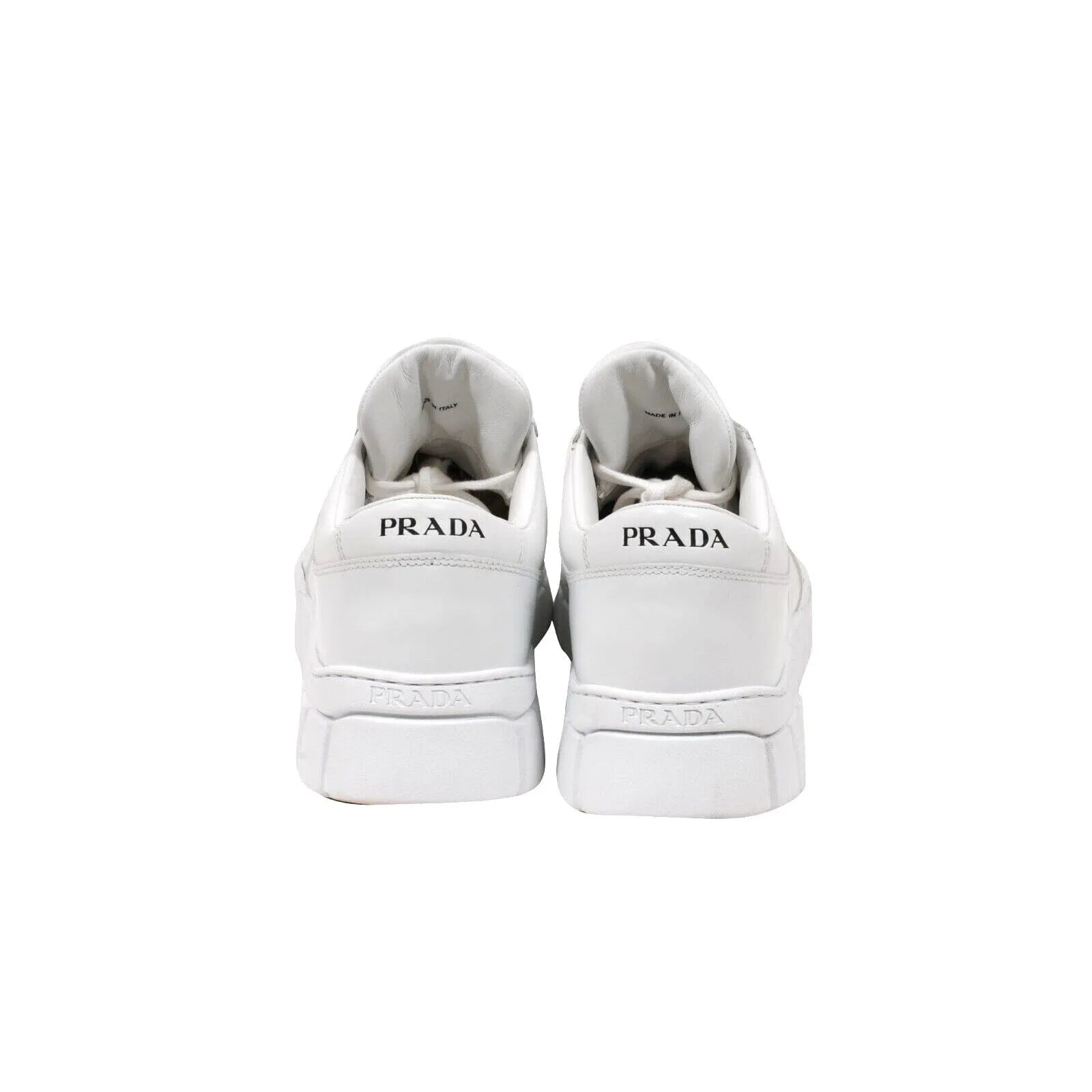 White Leather Triangle Logo Chunky Sneakers