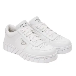 White Leather Triangle Logo Chunky Sneakers