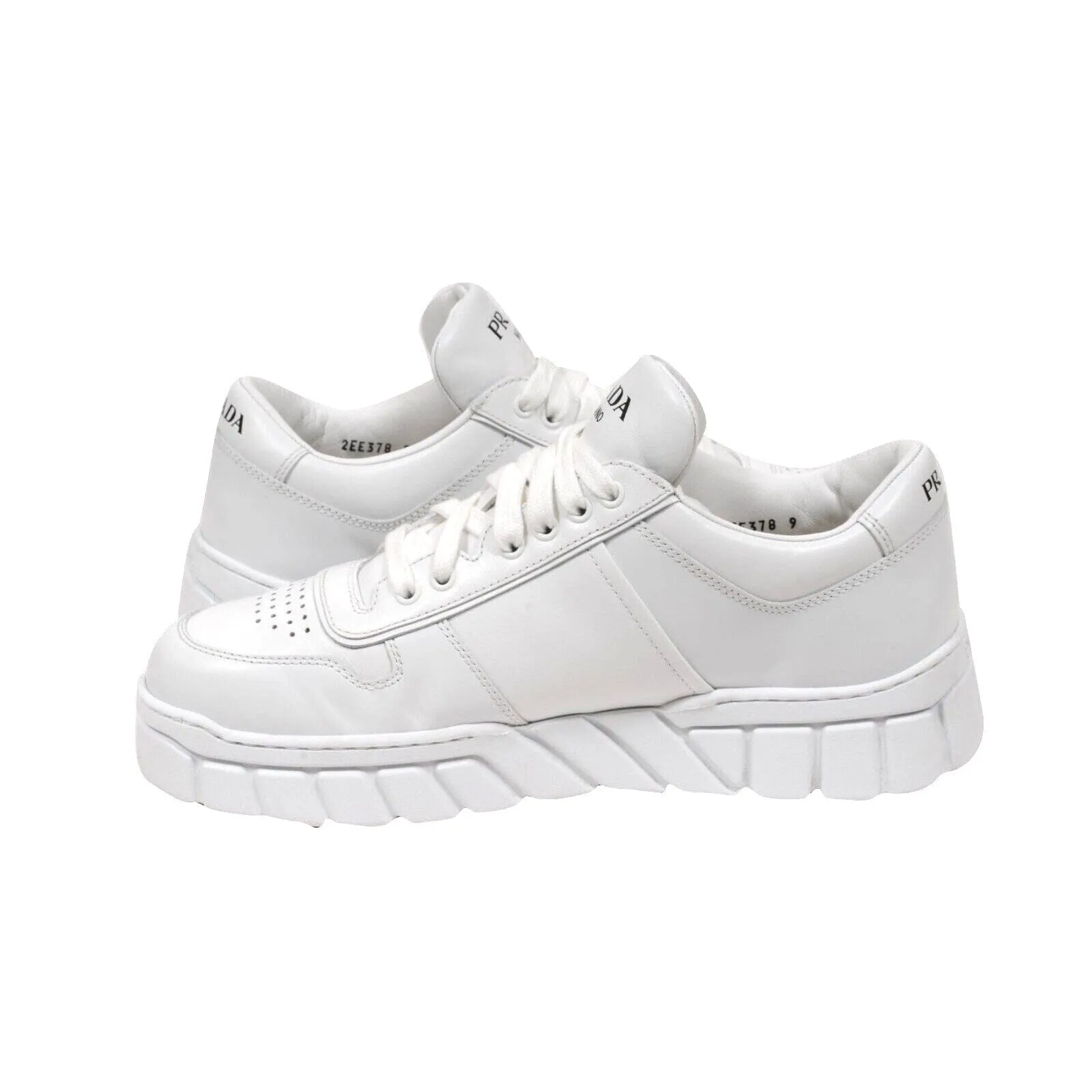 White Leather Triangle Logo Chunky Sneakers