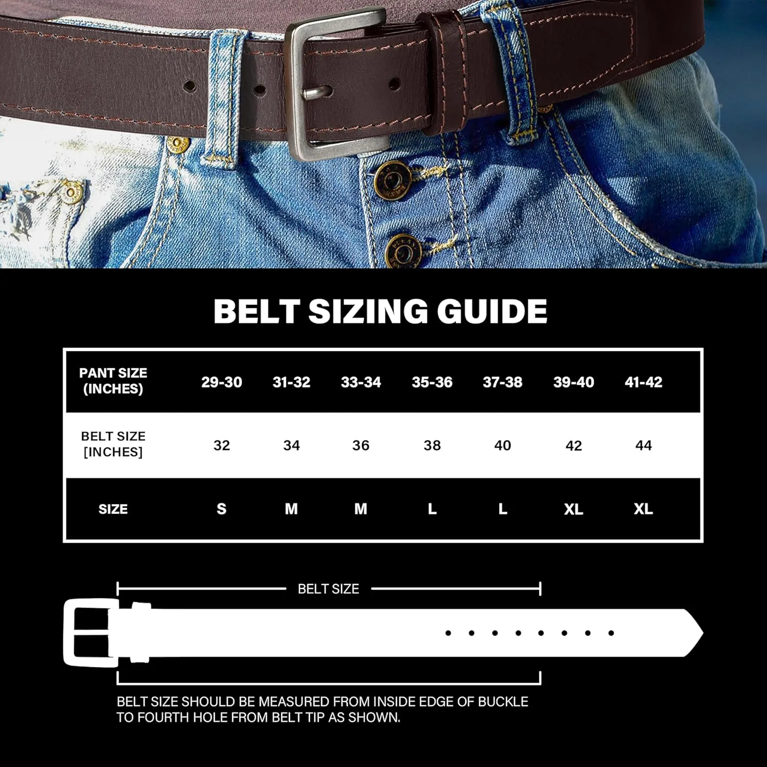 Wrangler Men??s Leather Belt, Country Casual Every Day Belt for Jeans